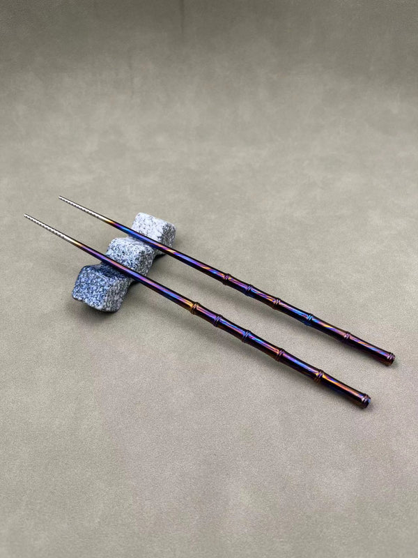 Titanium Damascus chopsticks Timascus Titanium chopsticks Solid chopsticks - Mokuti