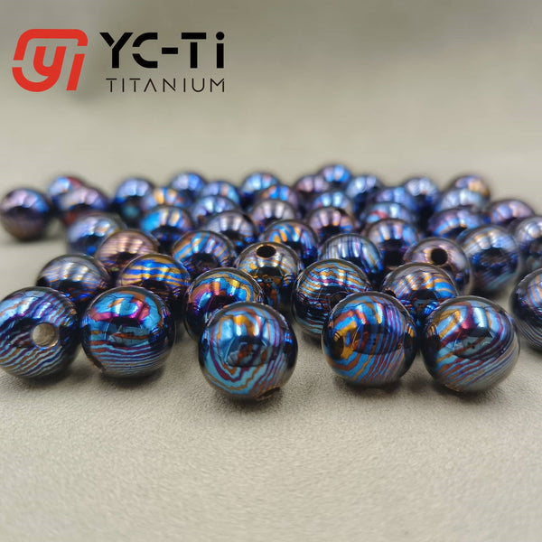 Titanium Damascus Bead Timascus round bead-Mokuti