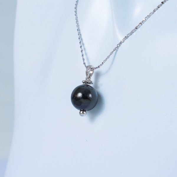 DIY 925 Silver Necklace with Black Zirconium bead Pendant