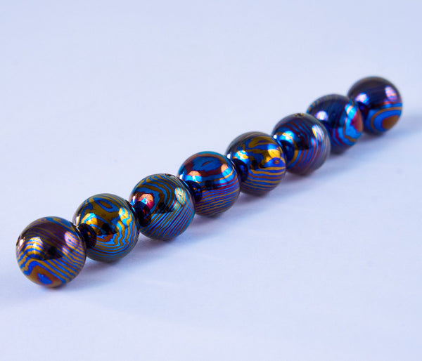 Titanium Damascus Bead Timascus round bead-Mokuti